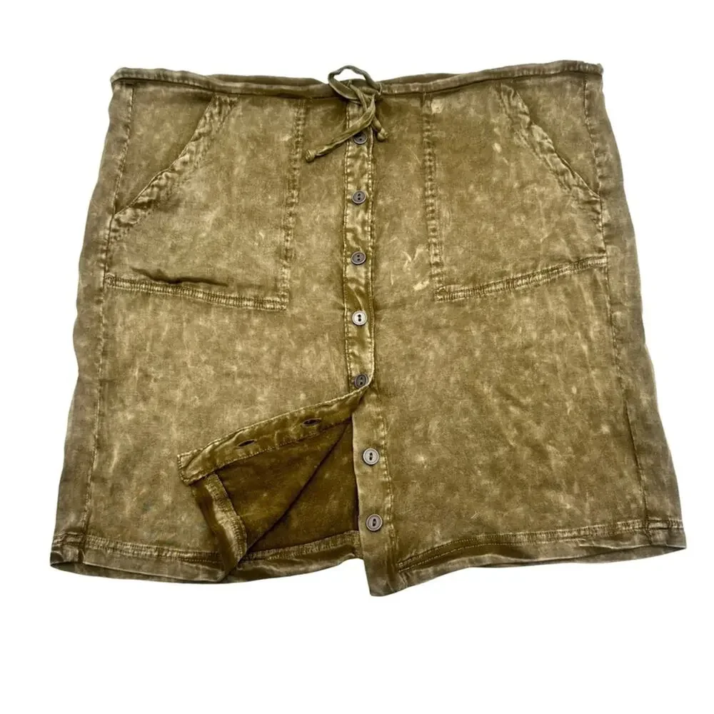 CHASER Heirloom Wovens Drawstring Button Down Skirt Women Size XS